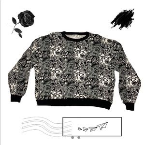 Vintage 80s black and white patterned crew neck